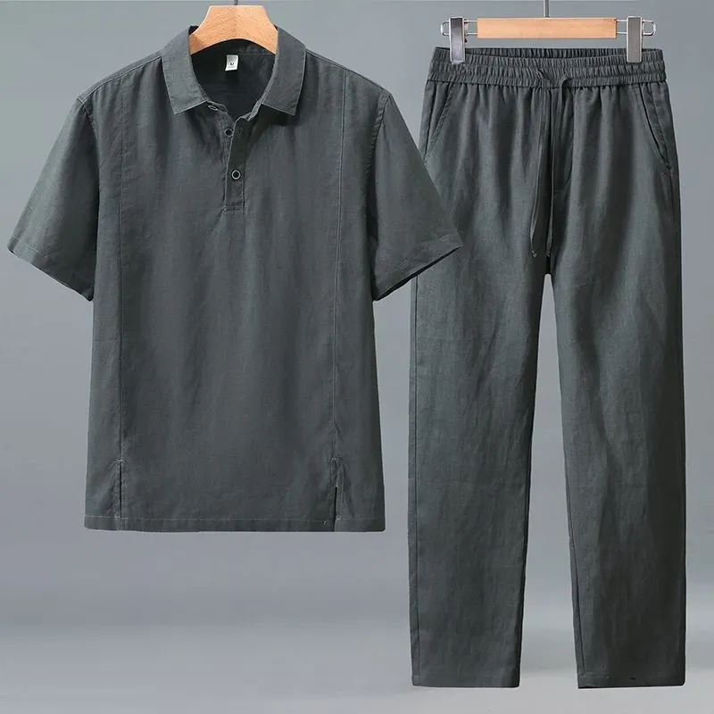 Short Linen Drawstring - Ensemble deux pièces en lin pour