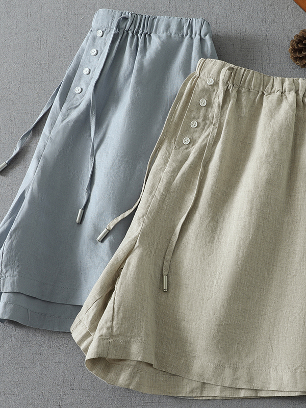 Shorts amples en coton et lin  - Short Linen Drawstring avis et prix