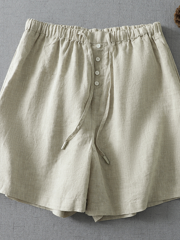 Shorts amples en coton et lin  - Short Linen Drawstring avis et prix