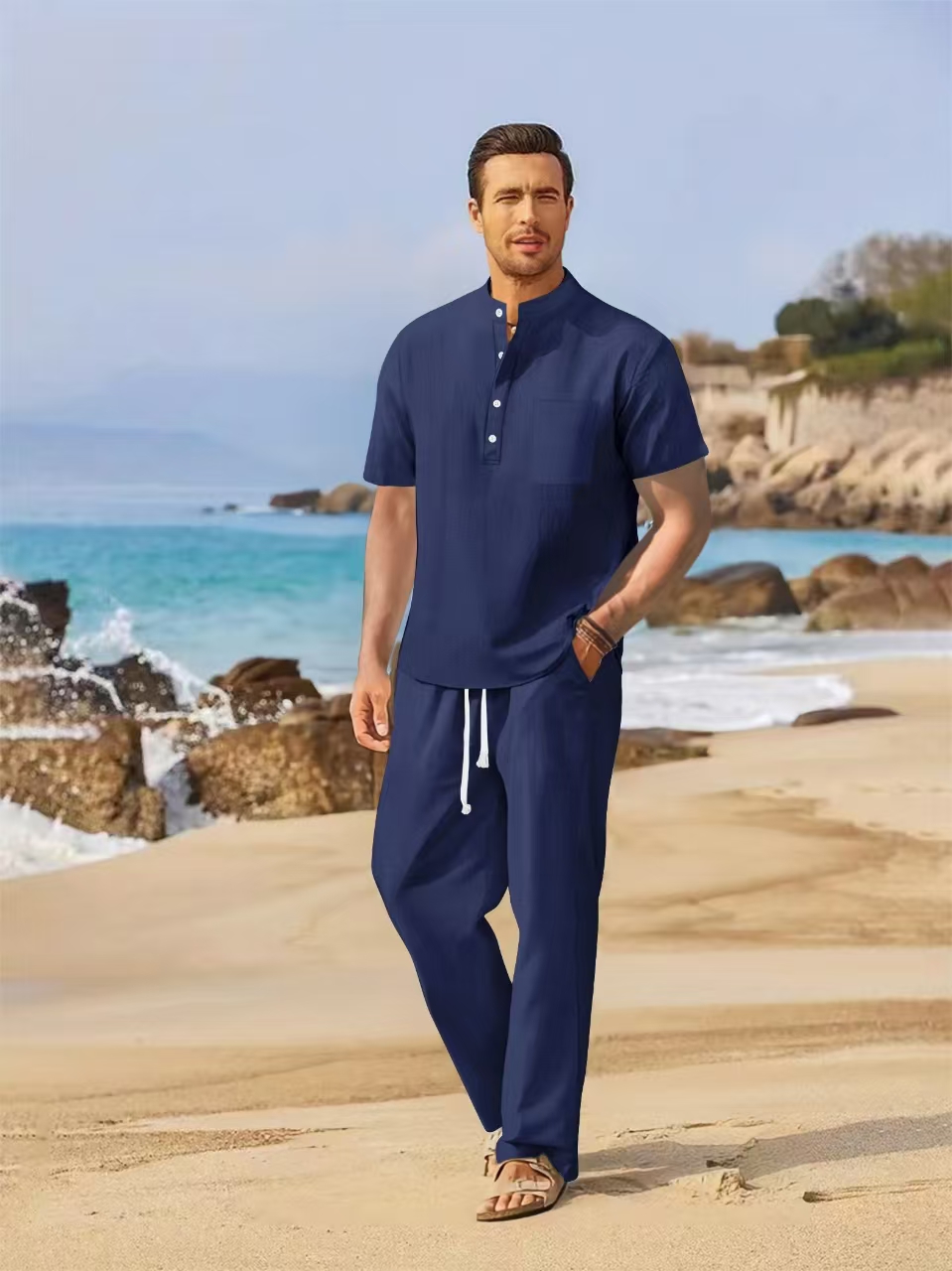 Ensemble d'été en coton et lin - Short Linen Drawstring avis et prix
