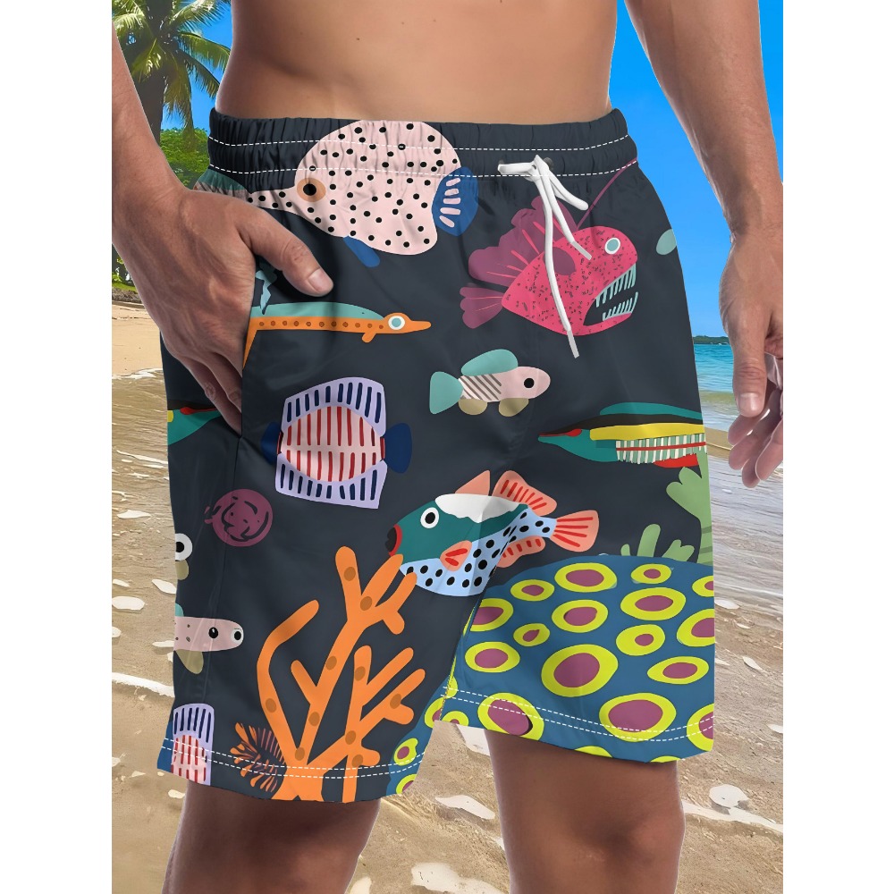 Short de bain imprimé poissons - Swim Trunk Quick Dry avis et prix