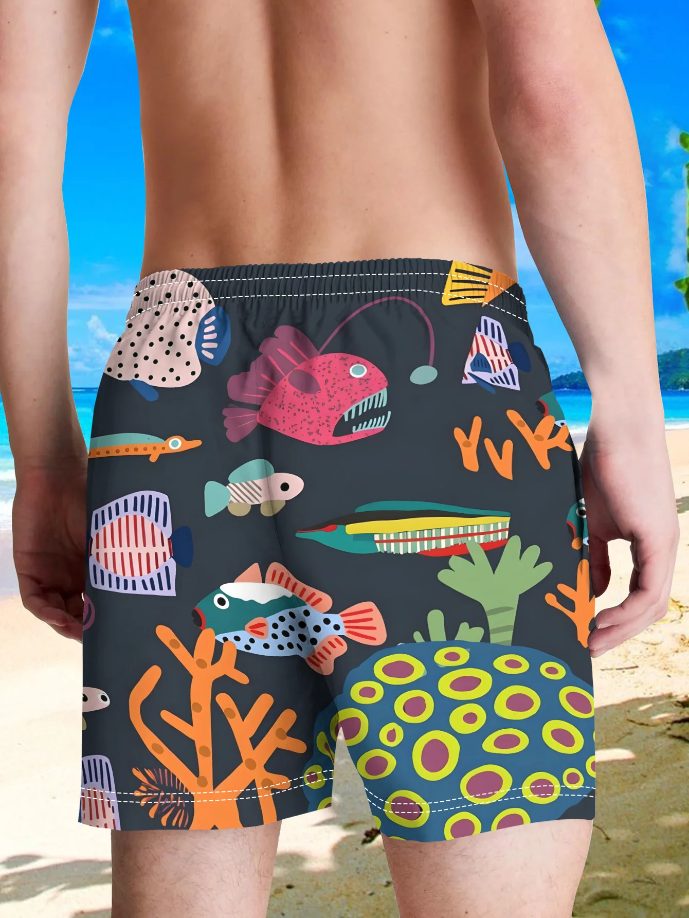 Short de bain imprimé poissons - Swim Trunk Quick Dry avis et prix