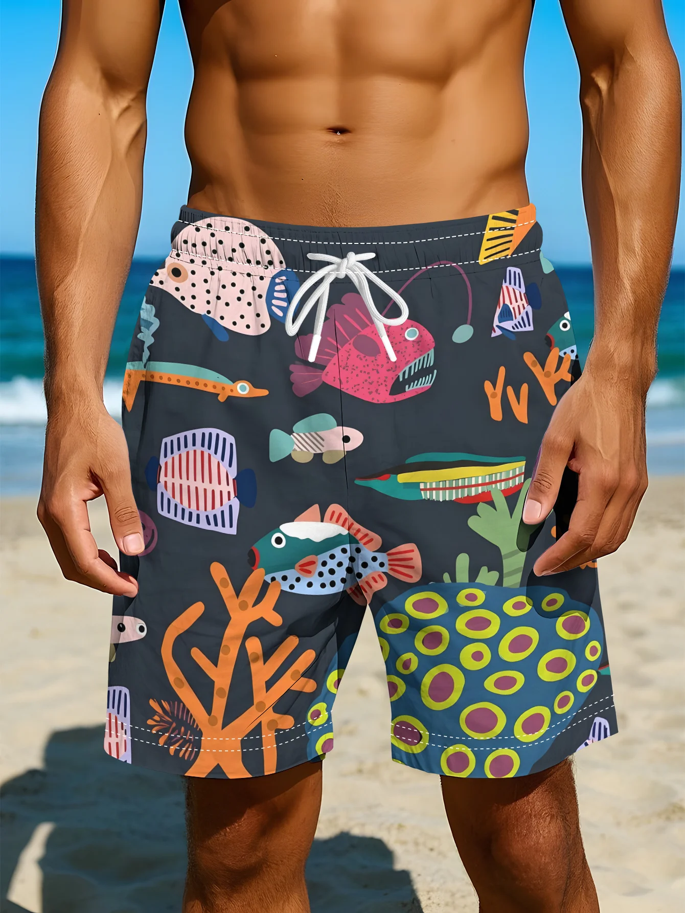 Short de bain imprimé poissons - Swim Trunk Quick Dry avis et prix